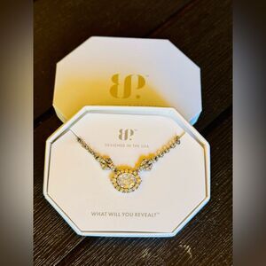 Bomb Party Necklace “Rightfully Yours” NK86572 Diamond CZ on Hematite Plating.